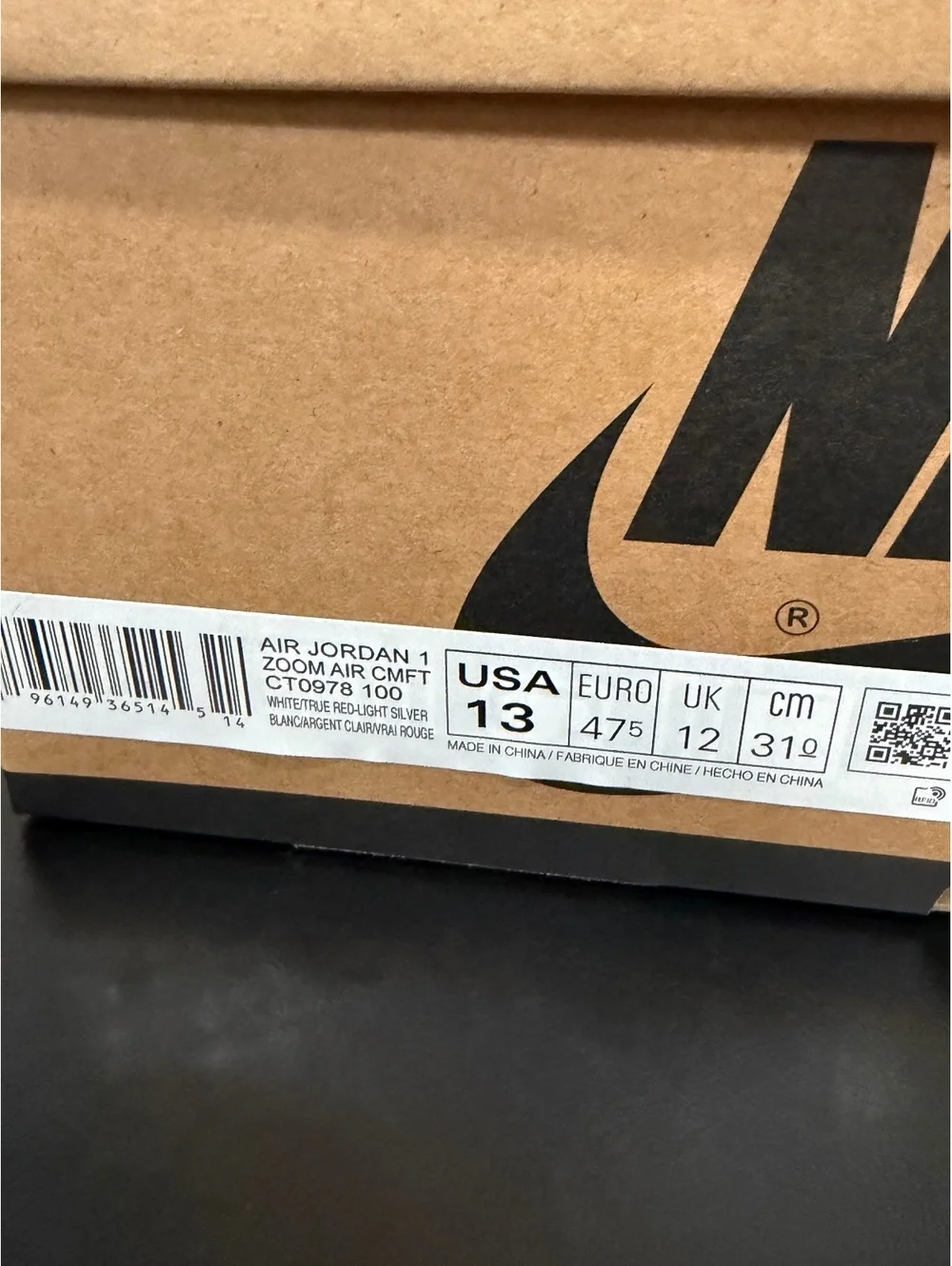 Size 13 - Air Jordan 1 High Zoom Comfort “Hare” *WORN ONCE*